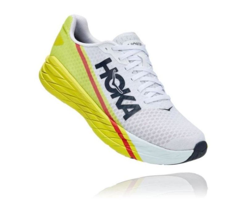 Hoka | Men's Rocket X All Gender Running Shoe White / Evening Primrose