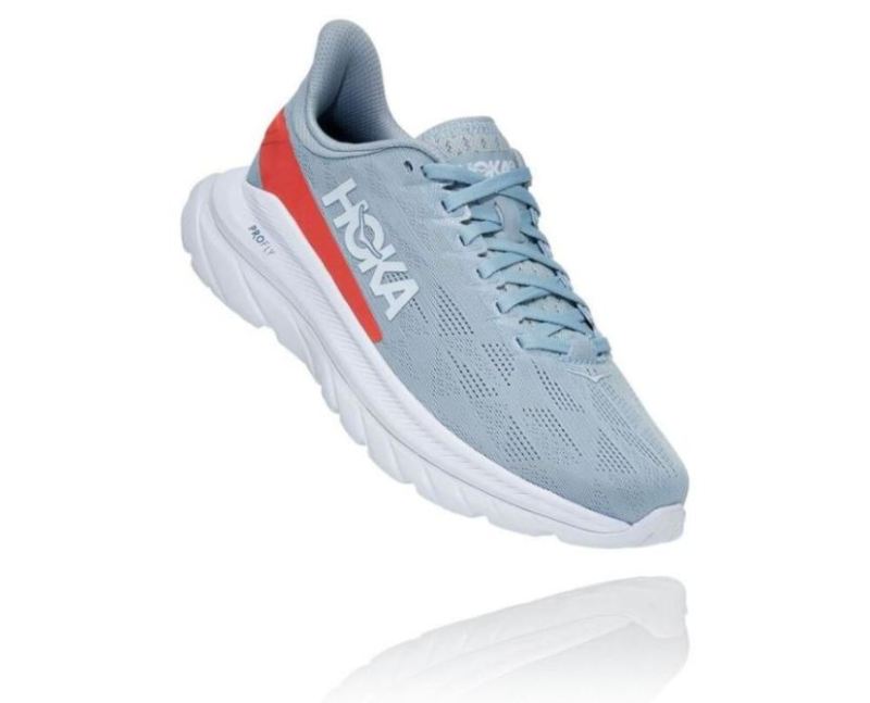 Hoka | Women's WoMach 4 Running Shoe Blue Fog / Hot Coral