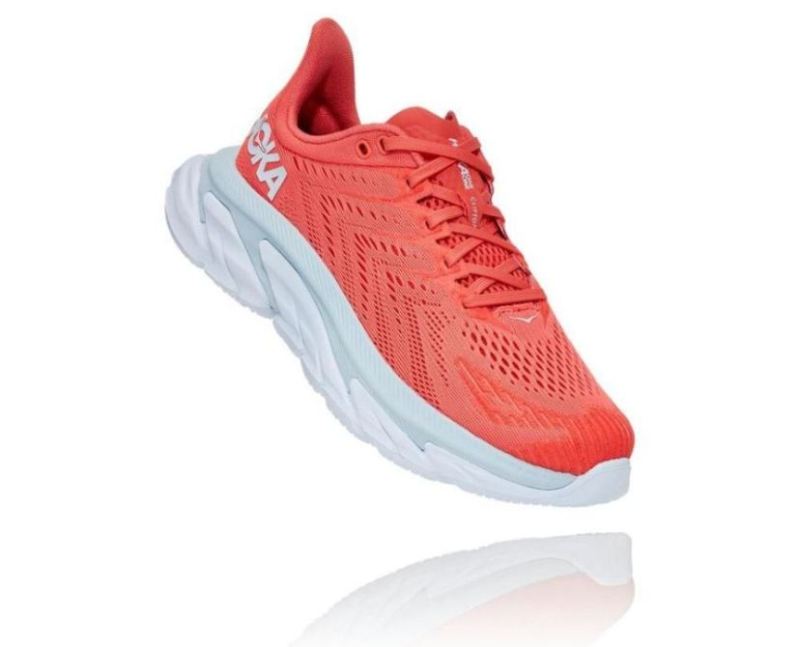 Hoka | Women's Clifton Edge for Women Hot Coral / White