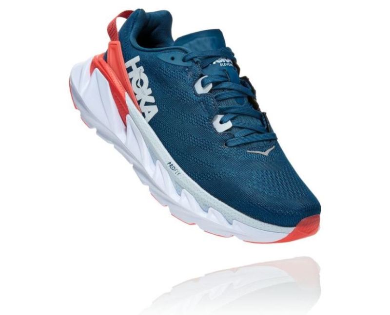 HOKA | WOMENS ELEVON 2 MOROCCAN BLUE / HOT CORAL