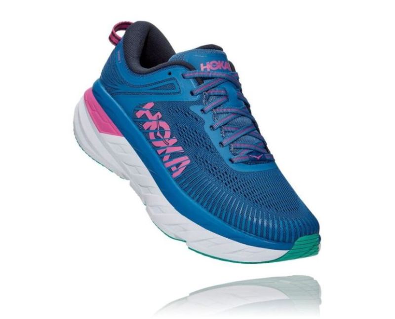 HOKA | WOMENS BONDI 7 VALLARTA BLUE / PHLOX PINK