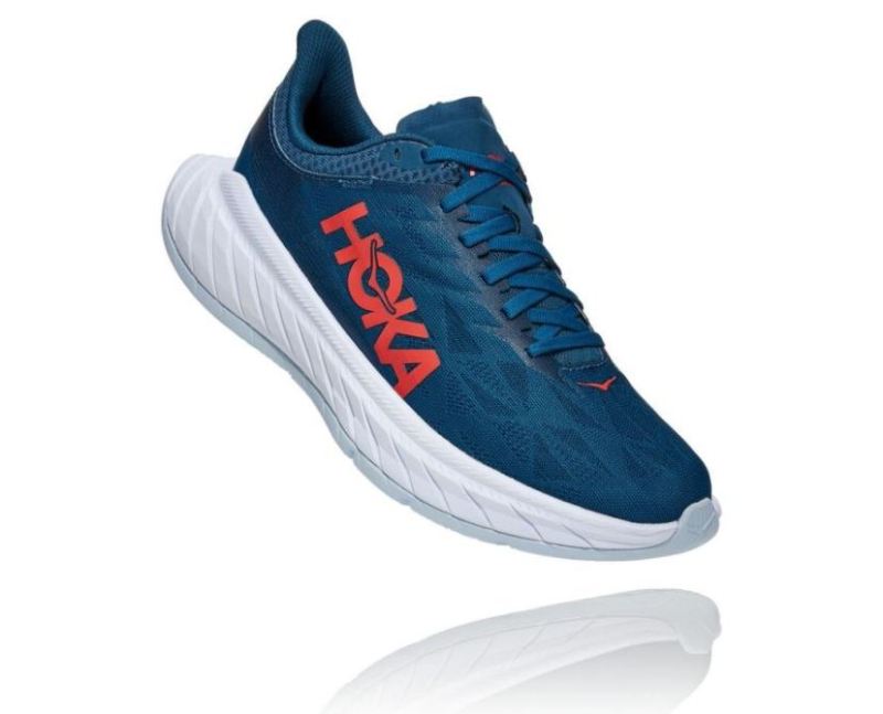 HOKA | WOMENS CARBON X 2 MOROCCAN BLUE / HOT CORAL