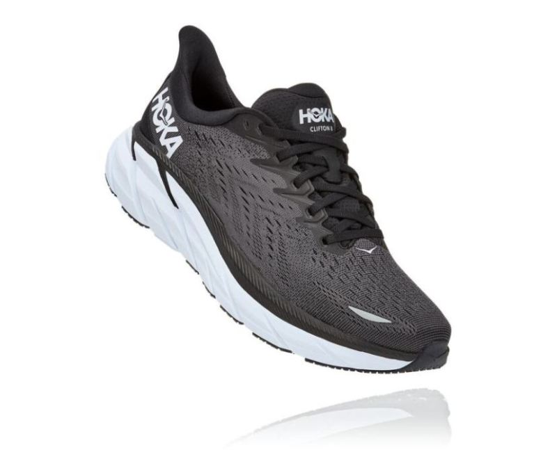 HOKA | MENS CLIFTON 8 BLACK / WHITE